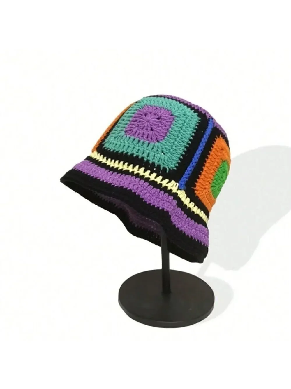 Unisex Crochet Bucket Hat Plaid Sun Hat Handmade